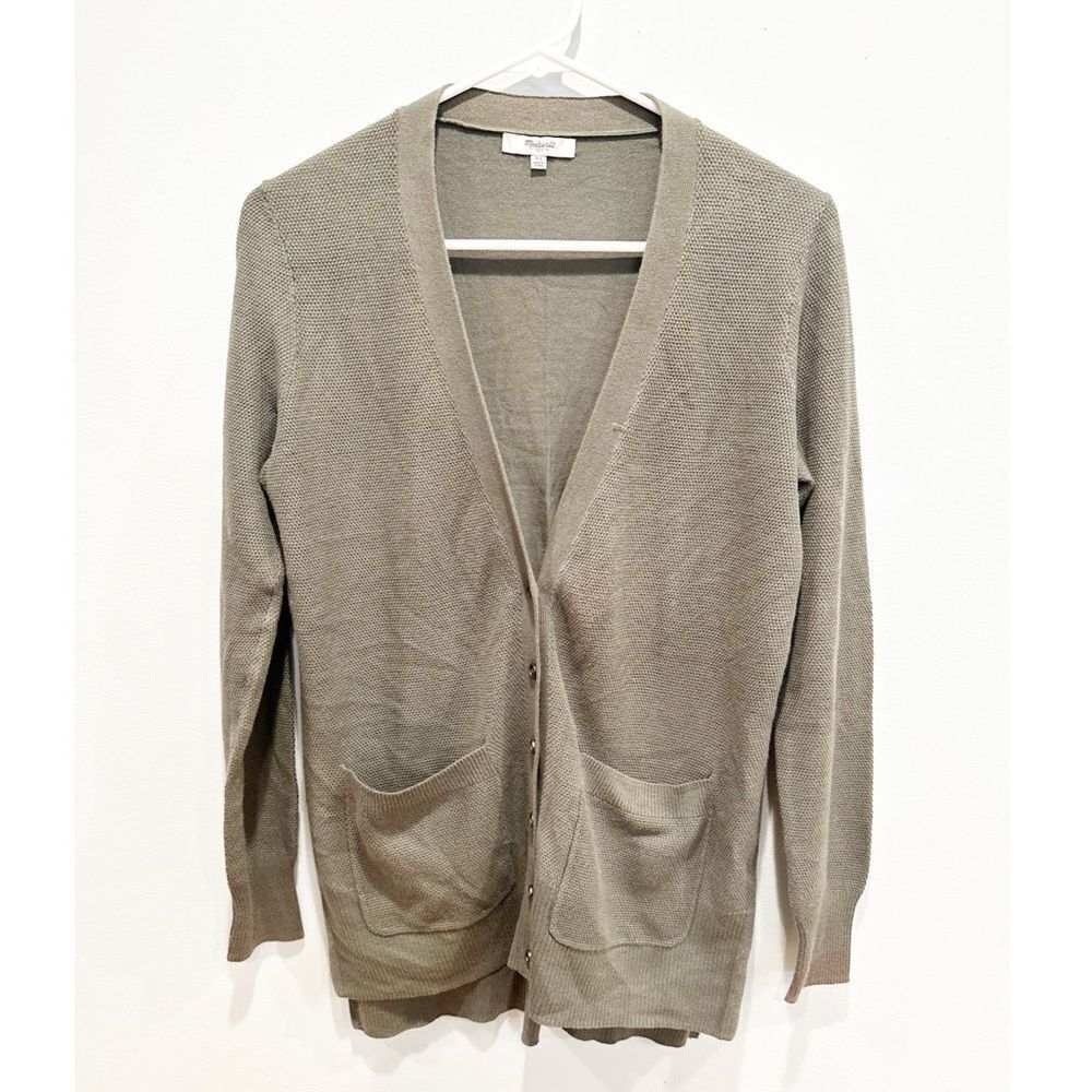 Madewell cotton cardigan sweater olive green